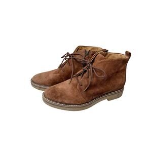 Comfortiva Align Suede‎ Ankle Boots – Brown – Lace-Up with Side Zip 9M EUC